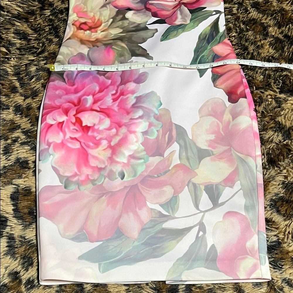 Ted Baker Black and Pink Floral Midi Dress - Picture 10 of 11